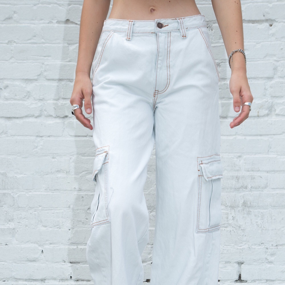 Tatum Light Wash Cargo Jeans Brandy Melville